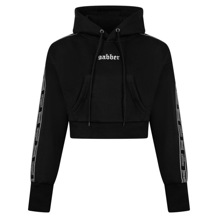 100% Hardcore cropped hoodie Gabber | zwart