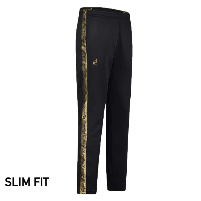 Australian pants slim fit with 2 zippers and gold piping 3.0 | black