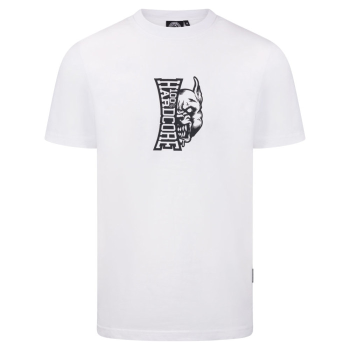 100% Hardcore T-Shirt with Vertical Logo | White