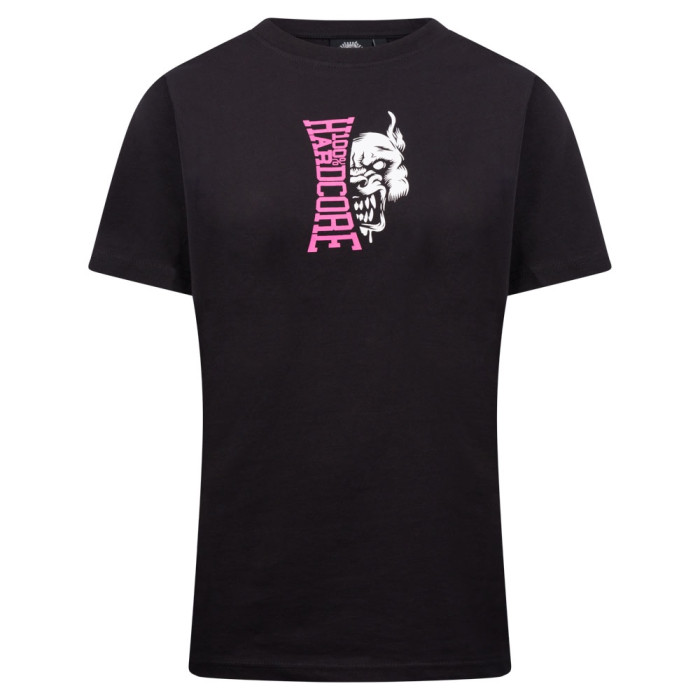 100% Hardcore Women's T-Shirt with Pink Logo | Black