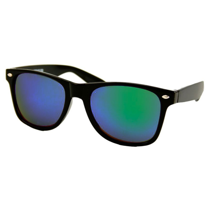 Loud and Clear wayfarer glasses black frame | blue green mirror glass