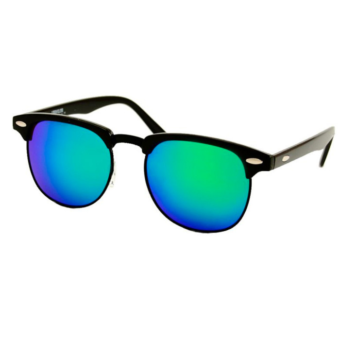 Loud and Clear clubmaster glasses black oval | blue green mirror glasses