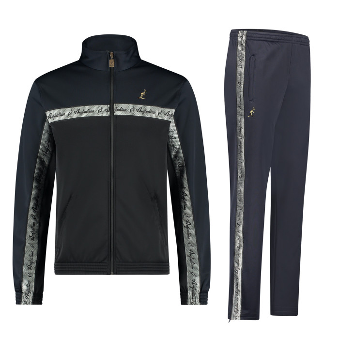Australian Tracksuit with Silver Piping 3.0 | Black - Navy
