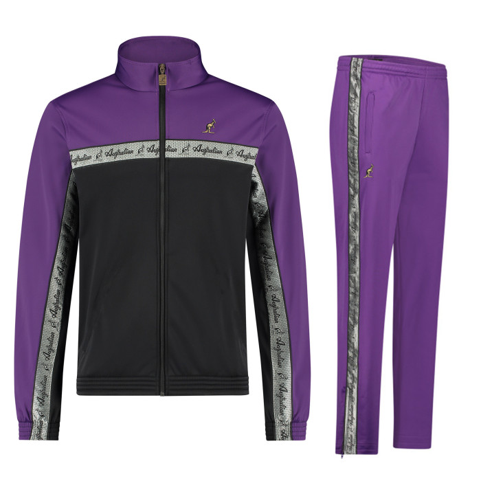 Australian Tracksuit with Silver Piping 3.0 | Black - Purple