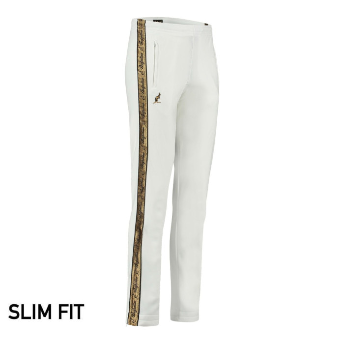 Australian pants slim fit with 2 zippers and gold piping 3.0 | white