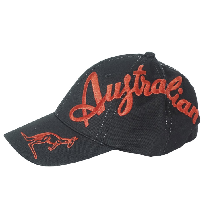 Australian cap crossover logo EXCLUSIVE | black X bordeaux red text