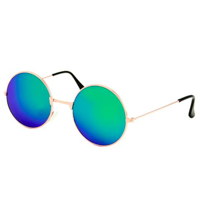 Loud and Clear glasses mirror glasses round metal gold | green - blue