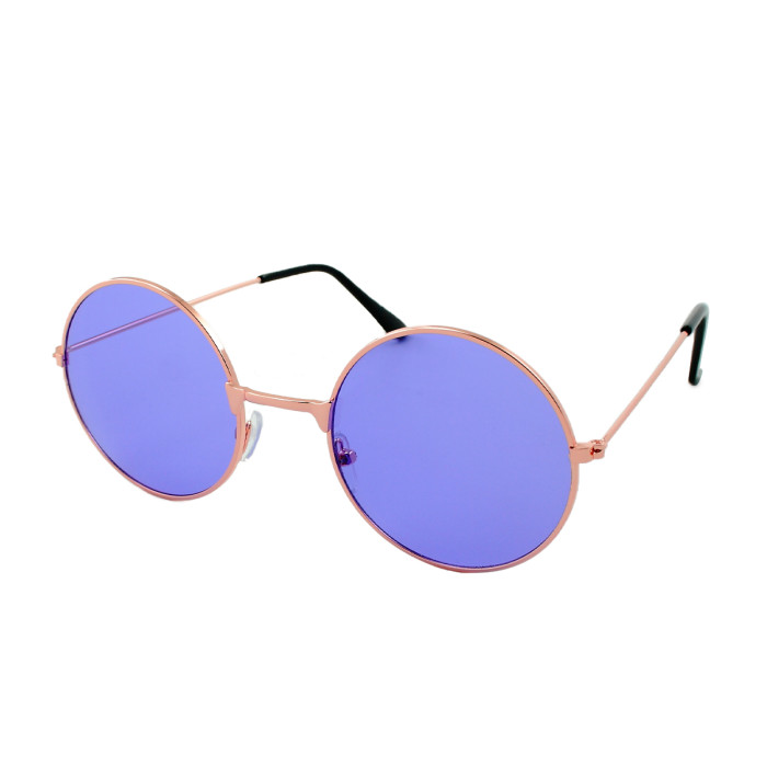 Loud and Clear round sunglasses metal gold | purple lenses