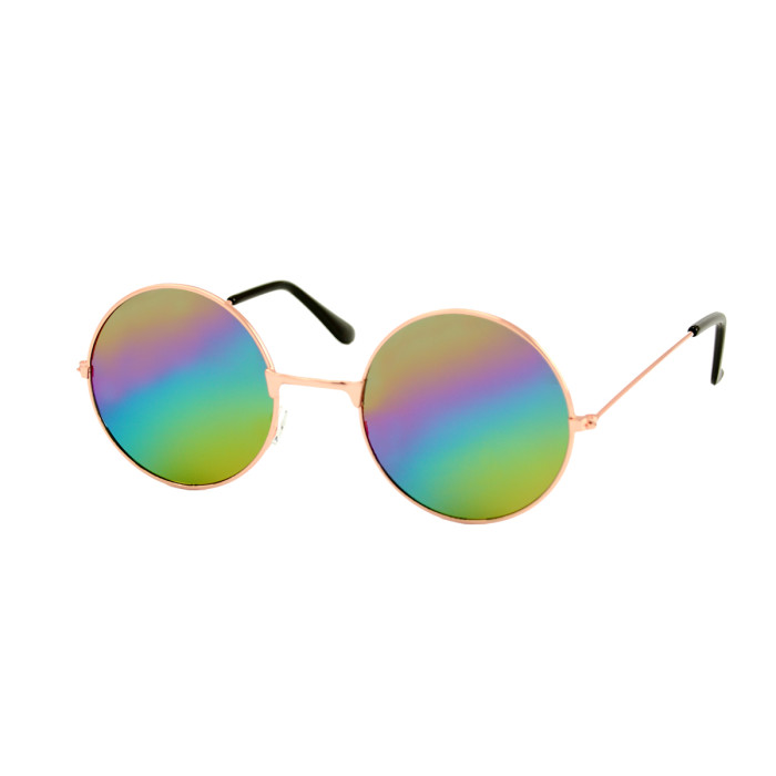 Loud and Clear round sunglasses metal gold | rainbow lenses