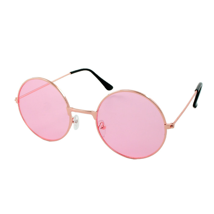 Loud and Clear round sunglasses metal gold | pink lenses