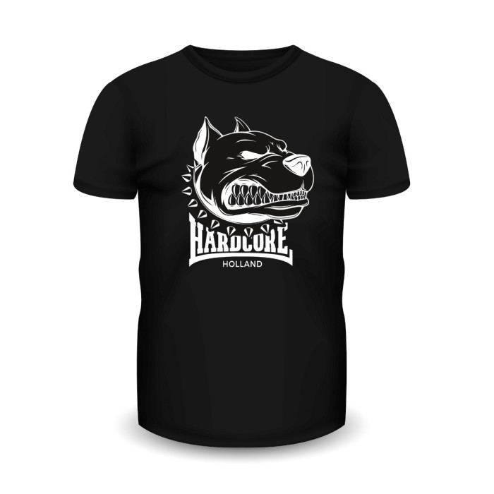 Hardcore Holland T-shirt dog | zwart