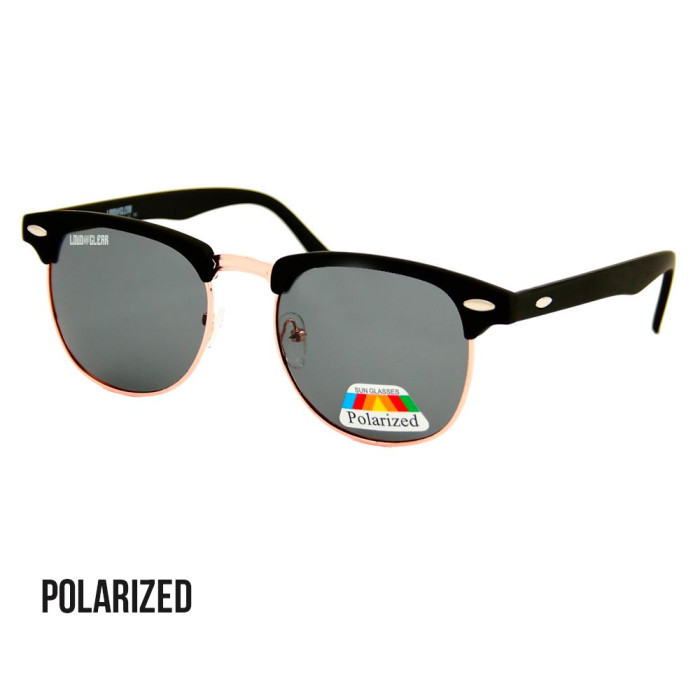 Loud and Clear clubmaster sunglasses metal gold | black polarized glass