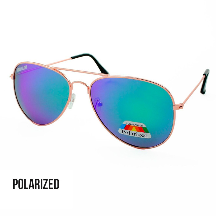 Loud and Clear aviator sunglasses metal gold | green blue mirror lenses