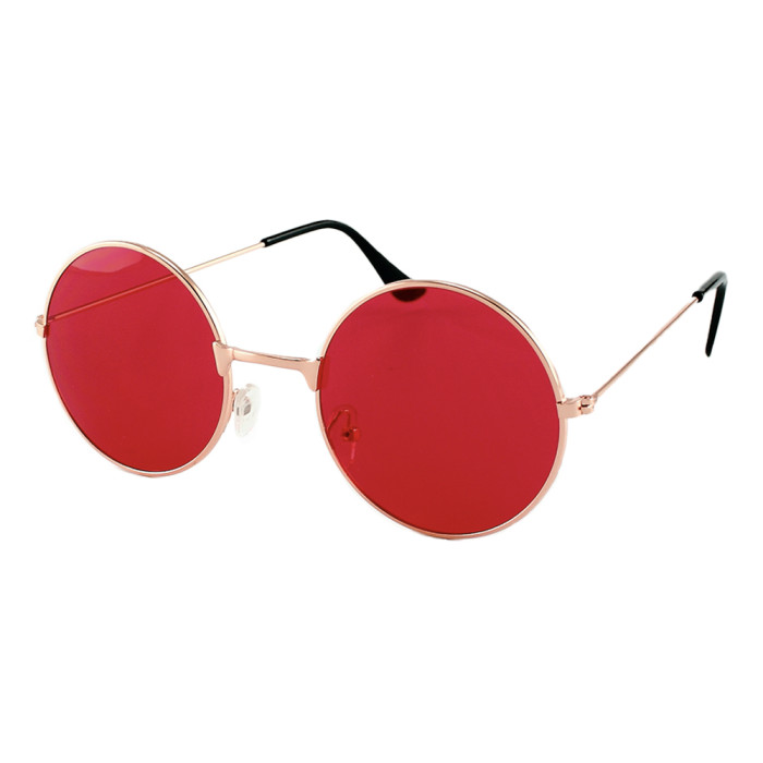 Loud and Clear round sunglasses metal gold | red lenses