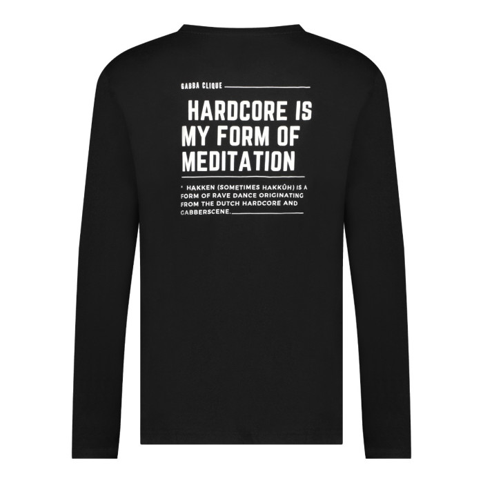 Gabba Clique longsleeve meditation wit | zwart