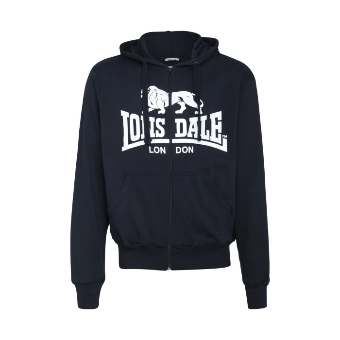 Lonsdale Zip Hoodie Krafty Big Lion Logo On Chest | black