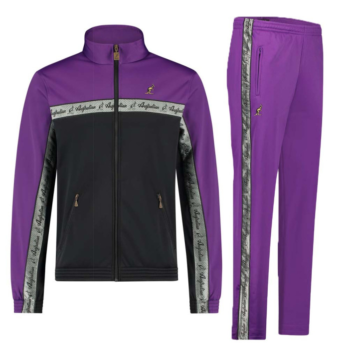 Australian tracksuit silver piping | black - purple