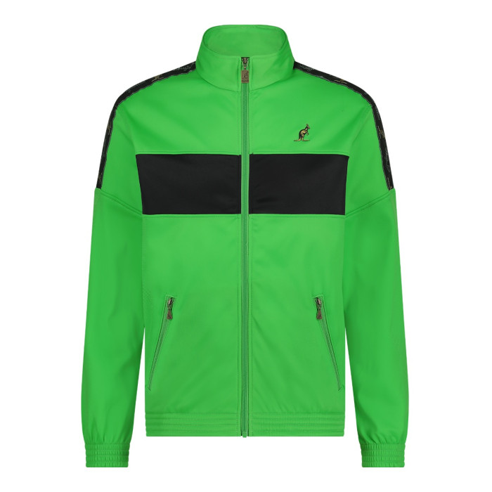 Australian color block jacket black shoulder piping | Kawasaki green