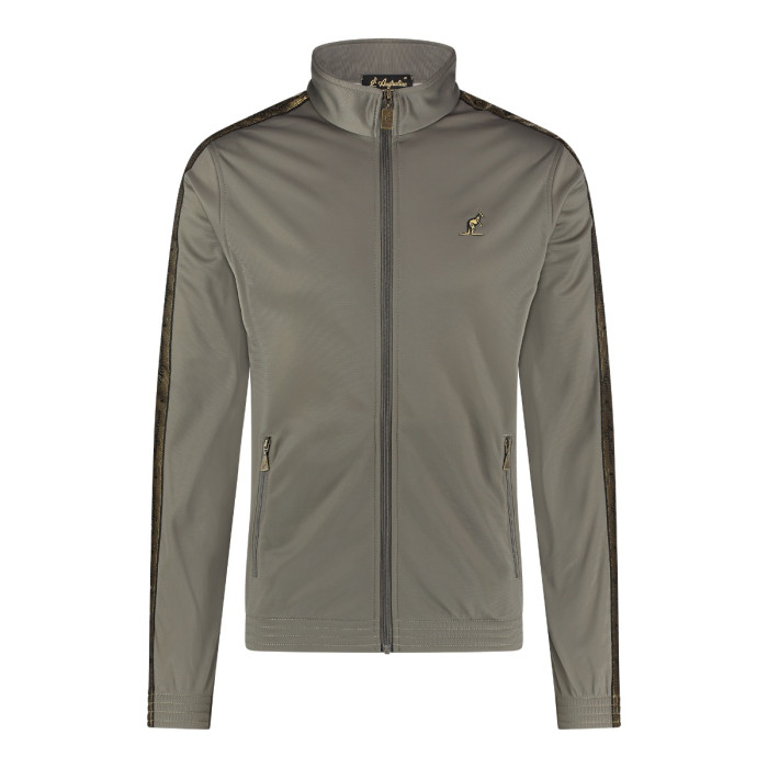 Australian slim fit jacket gold piping + big logo | iron gray