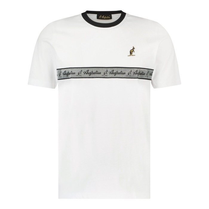 Australian T-shirt with silver chest piping | white 