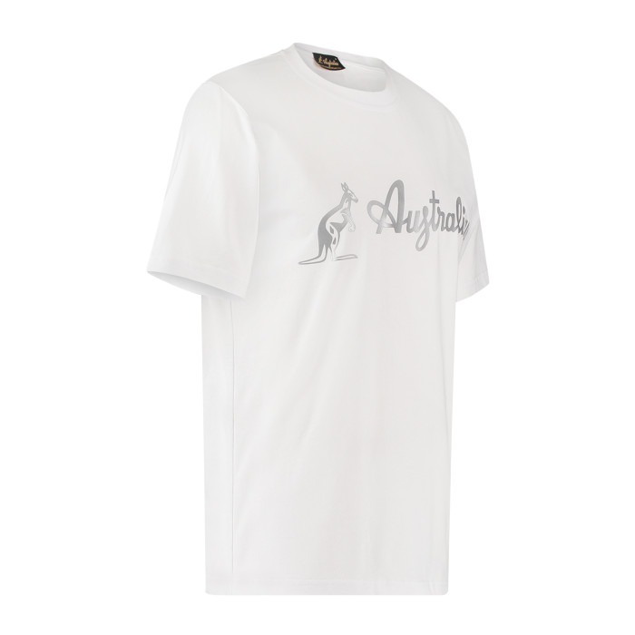 Australian T-shirt with silver logo | white