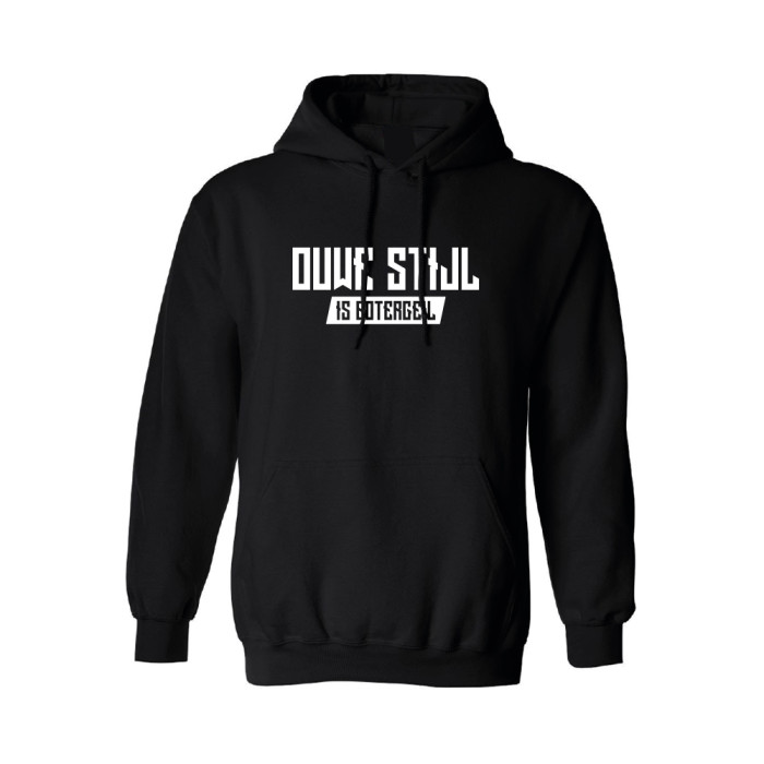 Ouwe Stijl is Botergeil hooded sweater wit logo print op rug