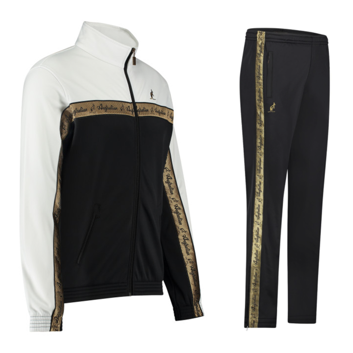 Australian tracksuit gold piping 3.0 | black - white