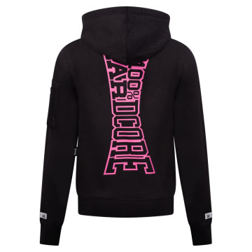 100% Hardcore Hoodie with Pink Logo | Black