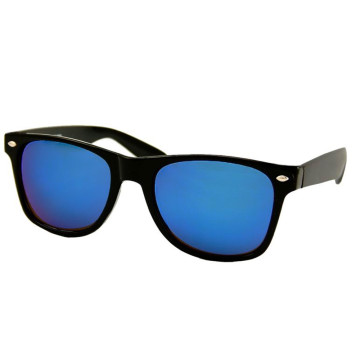 Loud and Clear wayfarer glasses black frame | blue mirror glass