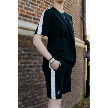 Australian bermuda katoen met witte bies | zwart