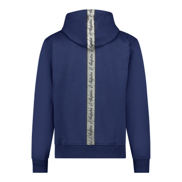 Australian hooded sweatshirt with vertical silver trim 2.0 on back | cosmo blue
