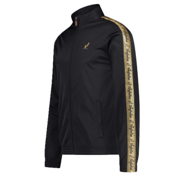 Australian slim fit jacket gold piping + big logo | black
