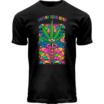 Hard-Wear T-shirt neon blacklight Expand Your Mind | Zwart