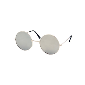 Festival/Gabber glasses mirror lenses round metal silver | gray