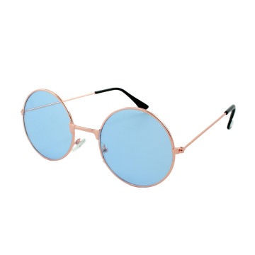 Loud and Clear round sunglasses metal gold | light blue lenses