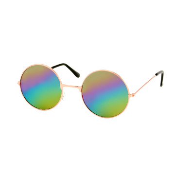 Loud and Clear round sunglasses metal gold | rainbow lenses