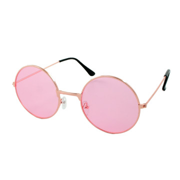 Loud and Clear round sunglasses metal gold | pink lenses