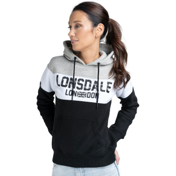 Lonsdale women's hoodie Penbryn | black - white - grey