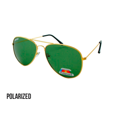 Loud and Clear aviator sunglasses polarized metal gold | green lenses