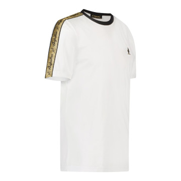 Australian T-shirt with gold shoulder trim | white