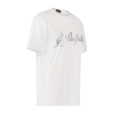 Australian T-shirt with silver logo | white