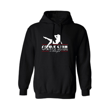 Ouwe Stijl is Botergeil hooded sweater verticale logo print op rug