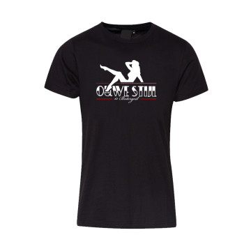 Ouwe Stijl is Botergeil T-shirt verticale logo print op rug