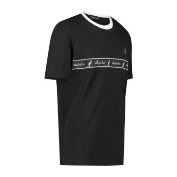 Australian T-shirt with black chest piping | black